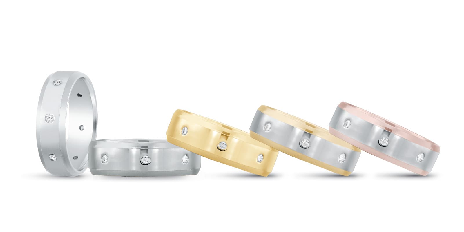 7Mm Heavy Wt Mens Band W/Dia — TT (0.16 ct. tw.) — White Gold