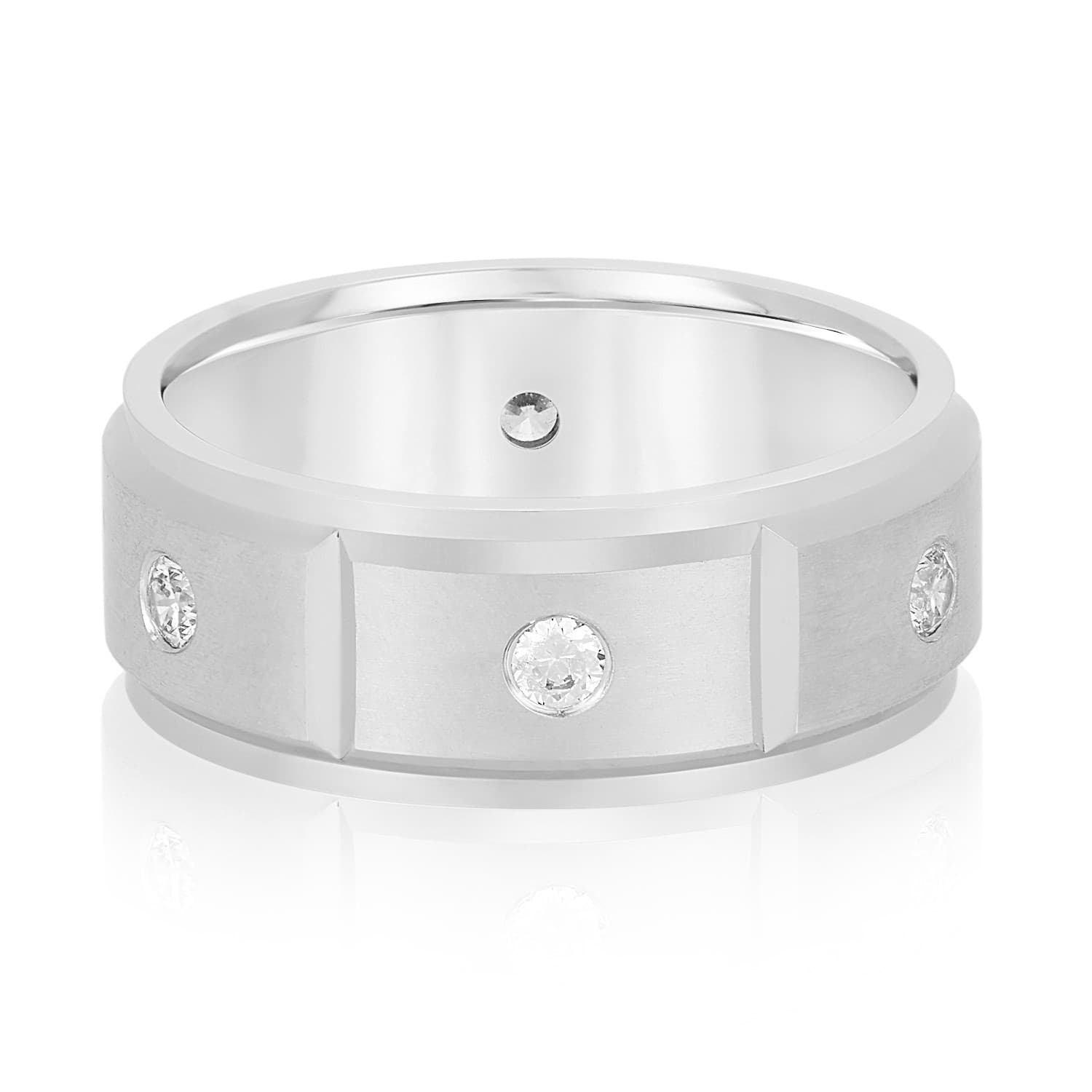 8Mm Heavy Wt Mens Band W/Dia (0.42 ct. tw.) — View 1