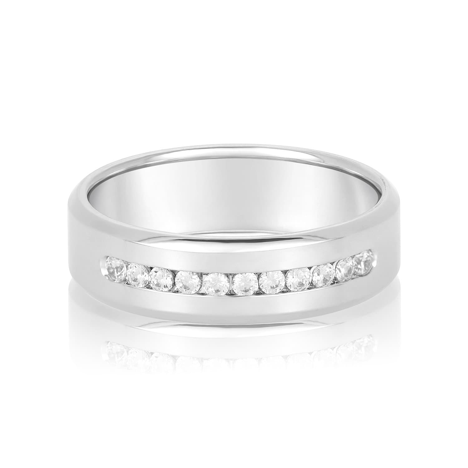 6Mm Heavy Wt Mens Band W/Dia (1/3 ct. tw.) — View 1
