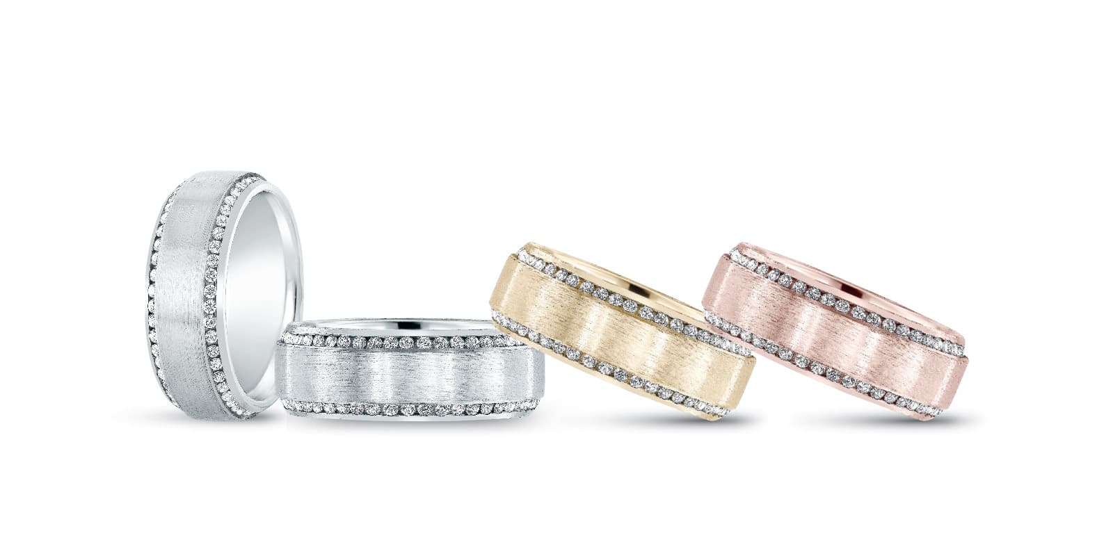 8Mm Heavy Wt Mens Band W/Dia (0.96 ct. tw.) — White Gold