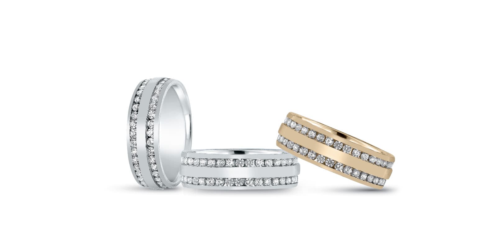 7Mm Heavy Wt Mens Band W/Dia (1.48 ct. tw.) — White Gold
