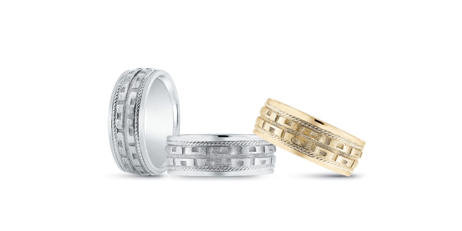 Heavy Wt Mens Band — White Gold