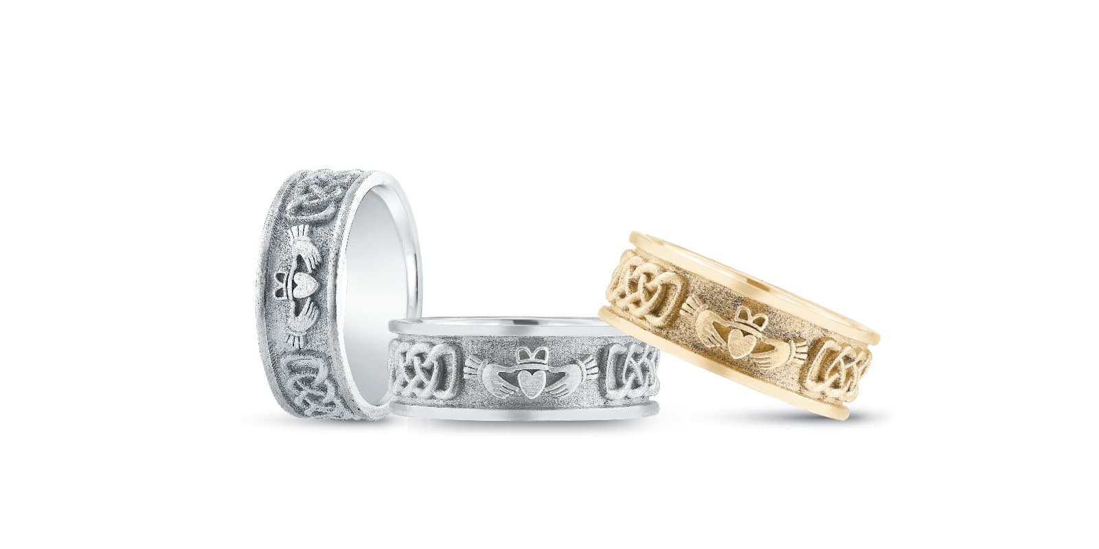 Heavy Wt Mens Band — White Gold