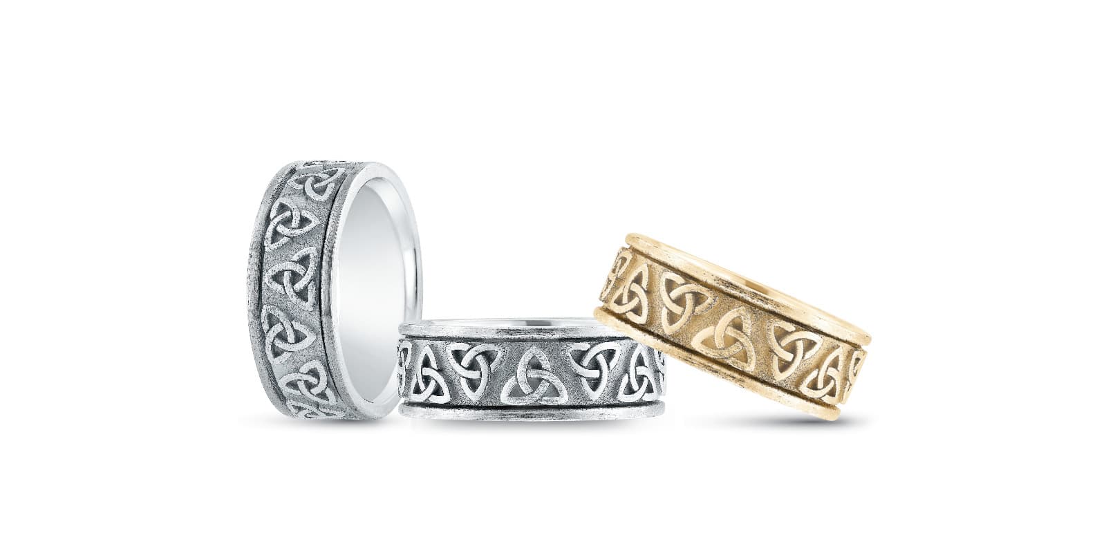 Heavy Wt Mens Band — White Gold