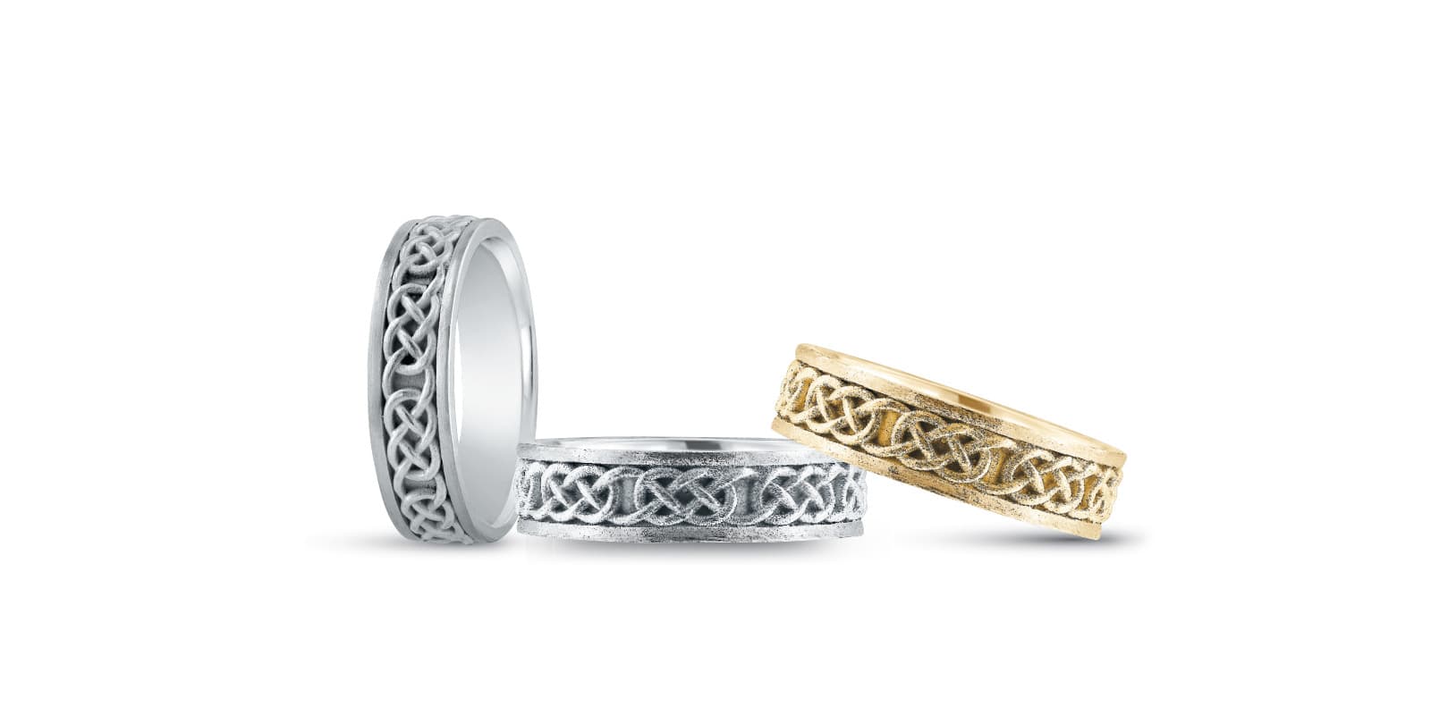 Heavy Wt Mens Band — White Gold