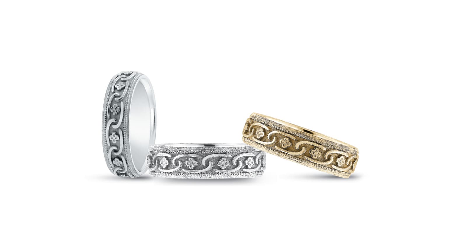 Heavy Wt Mens Band — White Gold