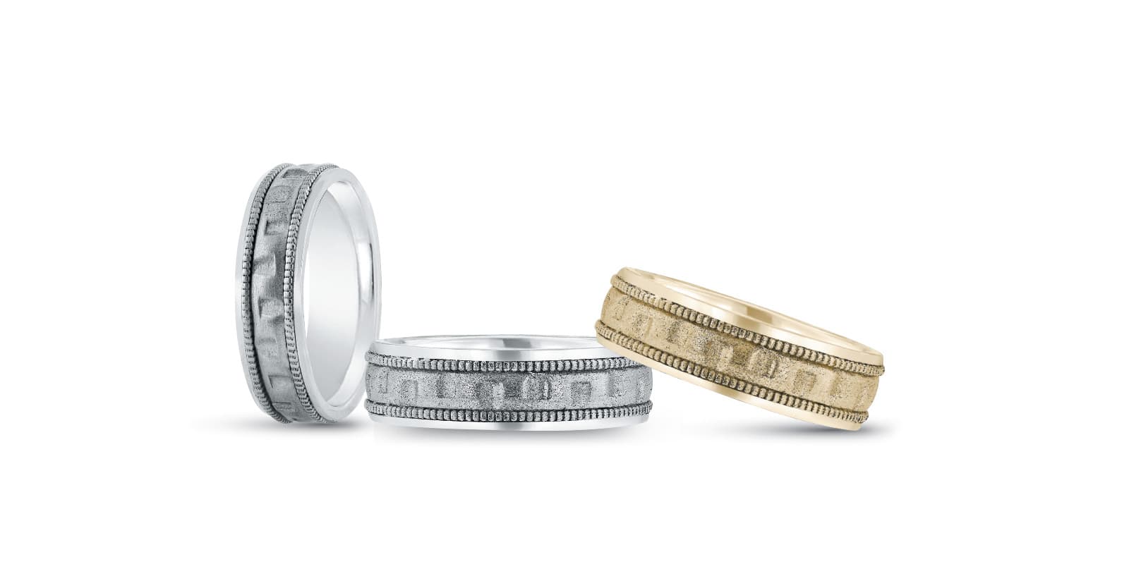 Heavy Wt Mens Band — White Gold