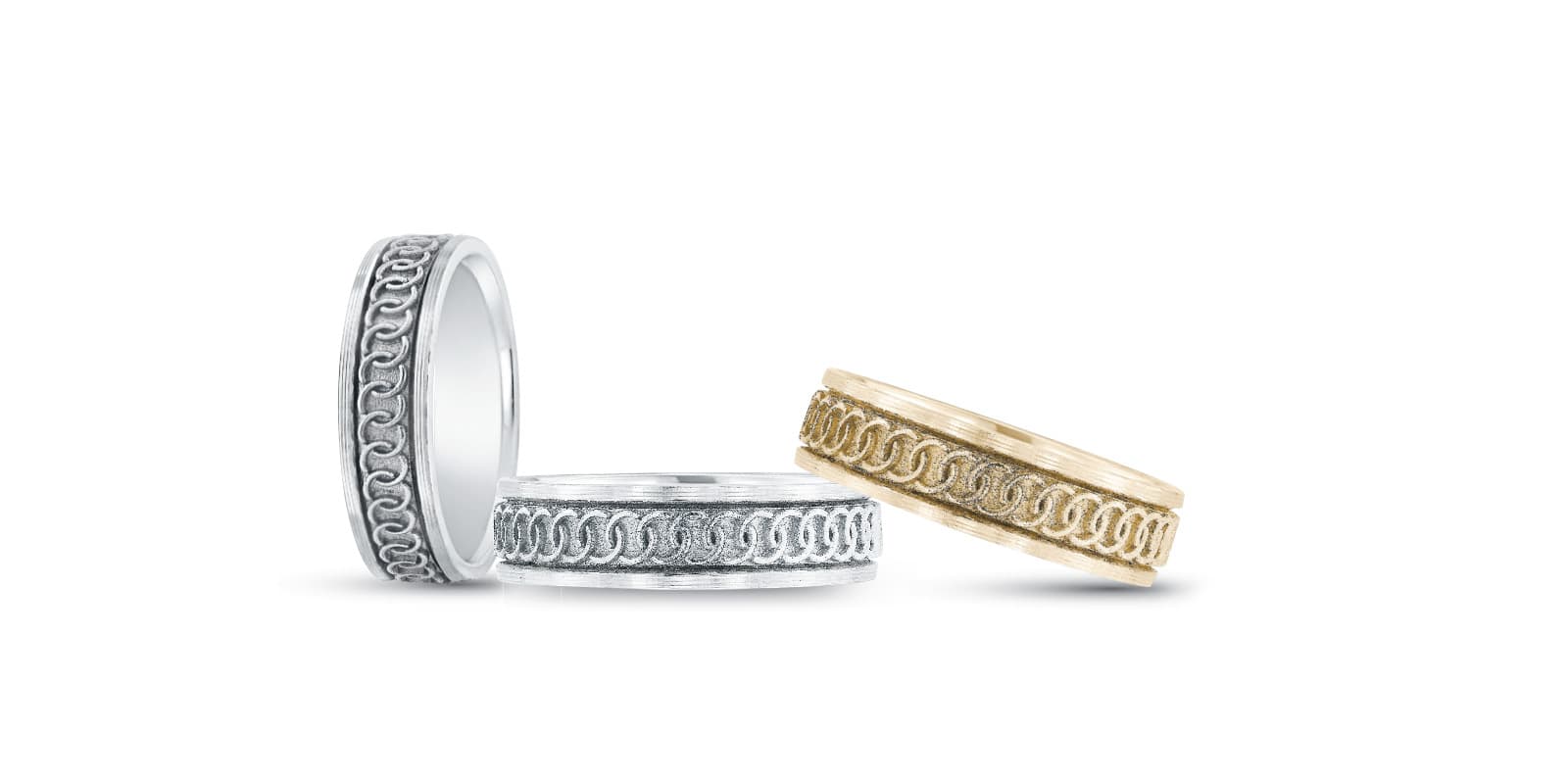 Heavy Wt Mens Band — White Gold