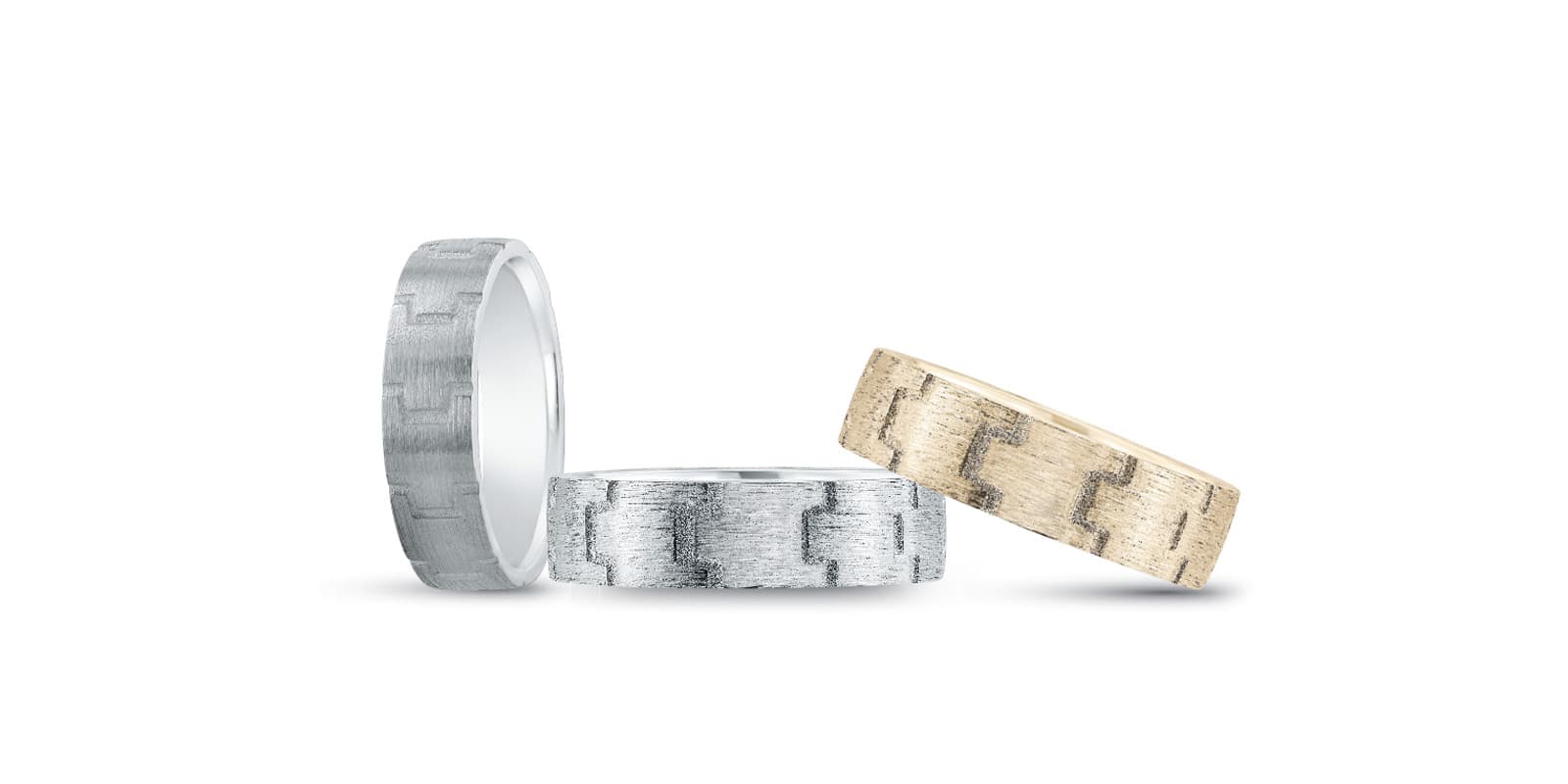 Heavy Wt Mens Band — White Gold