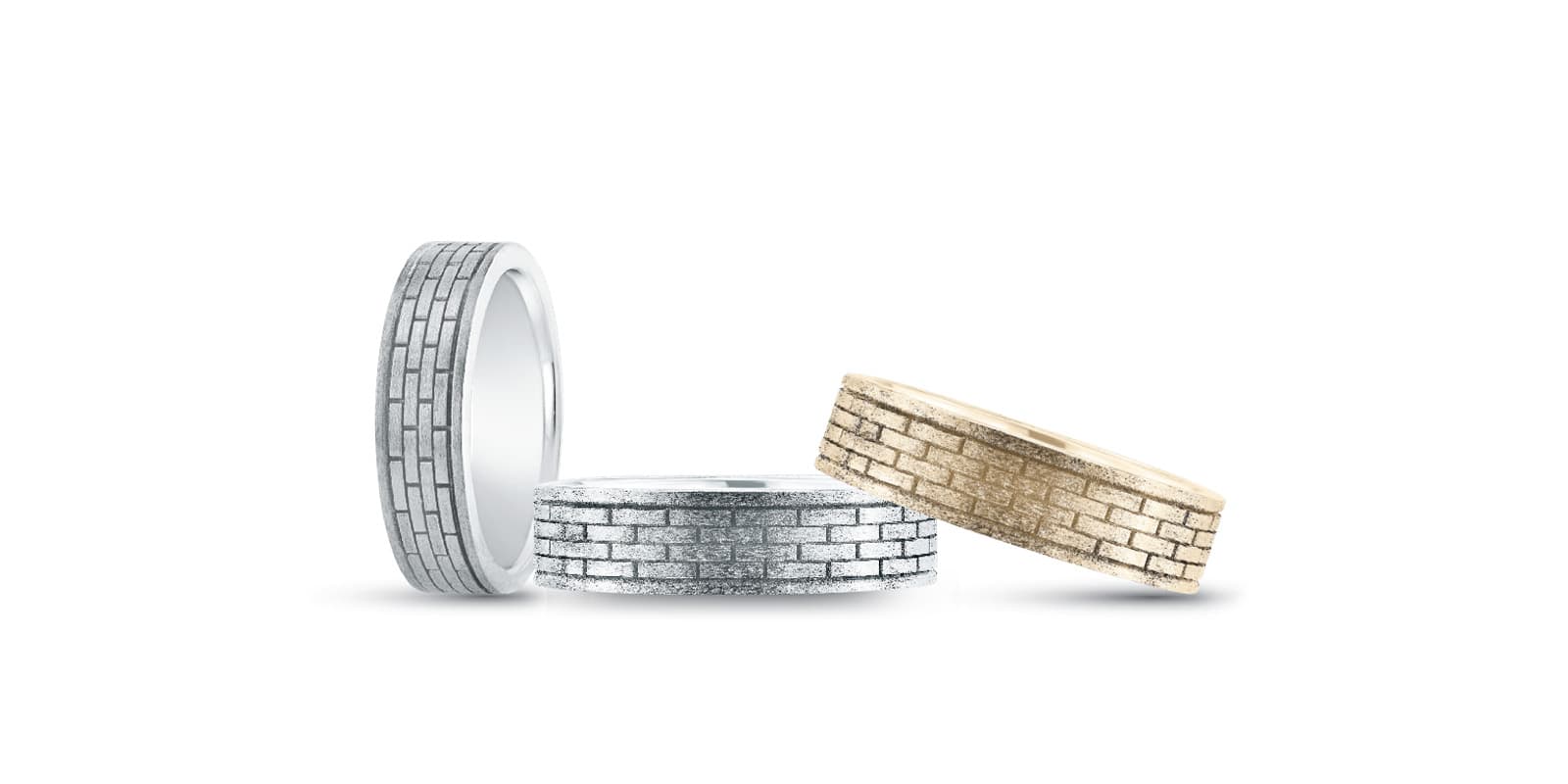 Heavy Wt Mens Band — White Gold