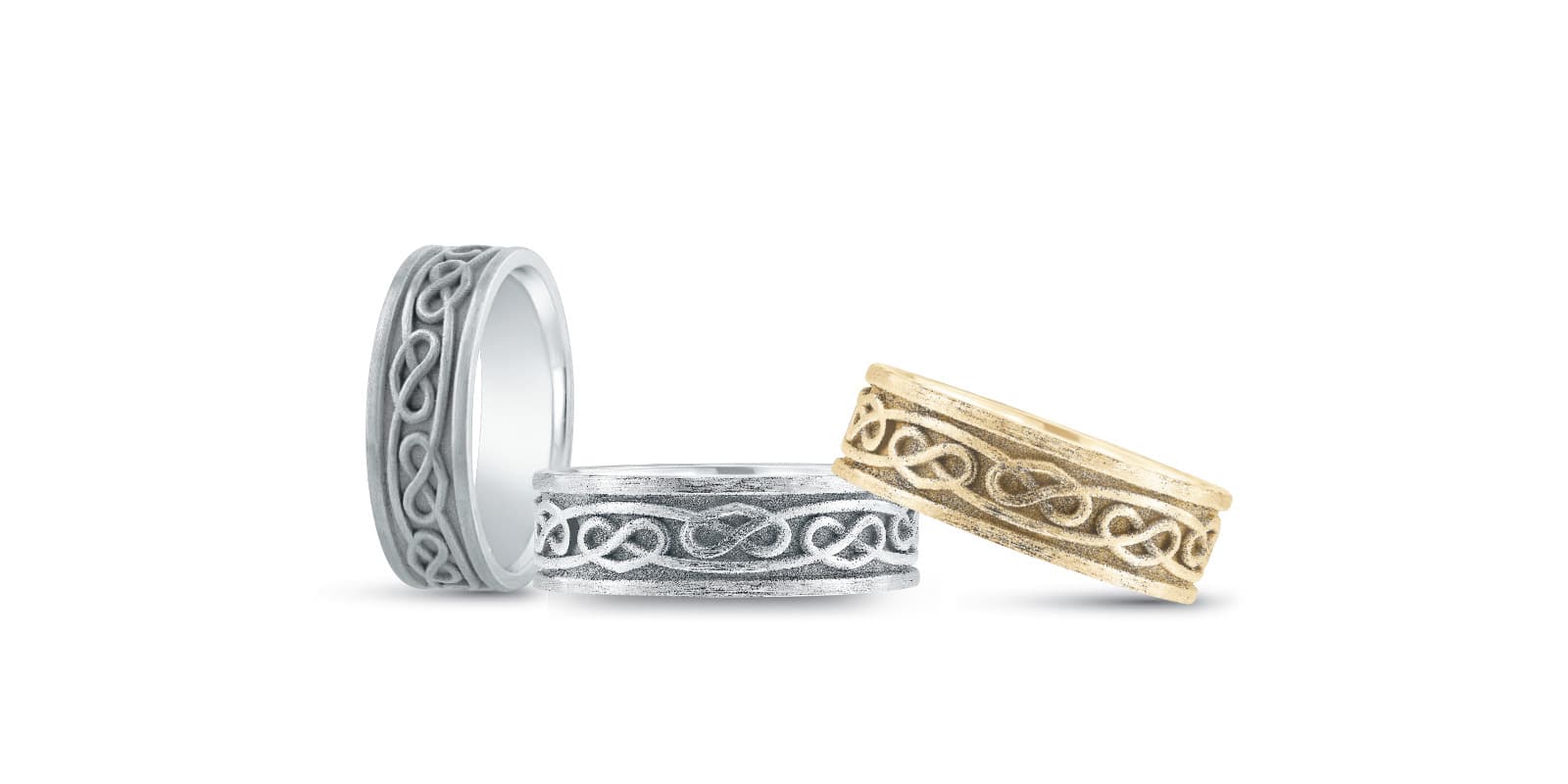 Heavy Wt Mens Band — White Gold