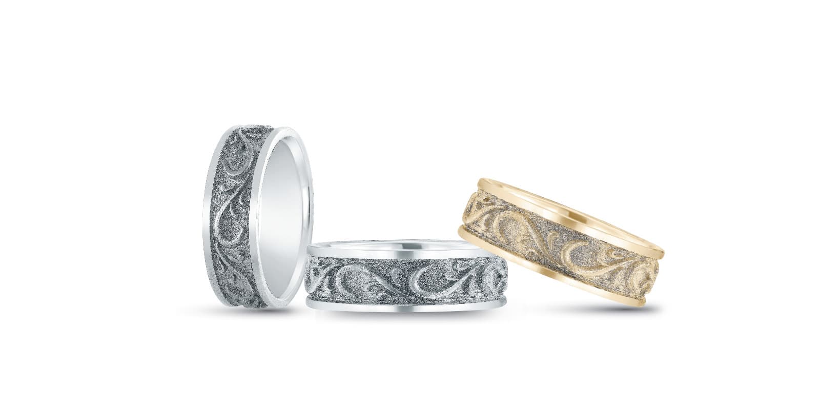 Heavy Wt Mens Band — White Gold