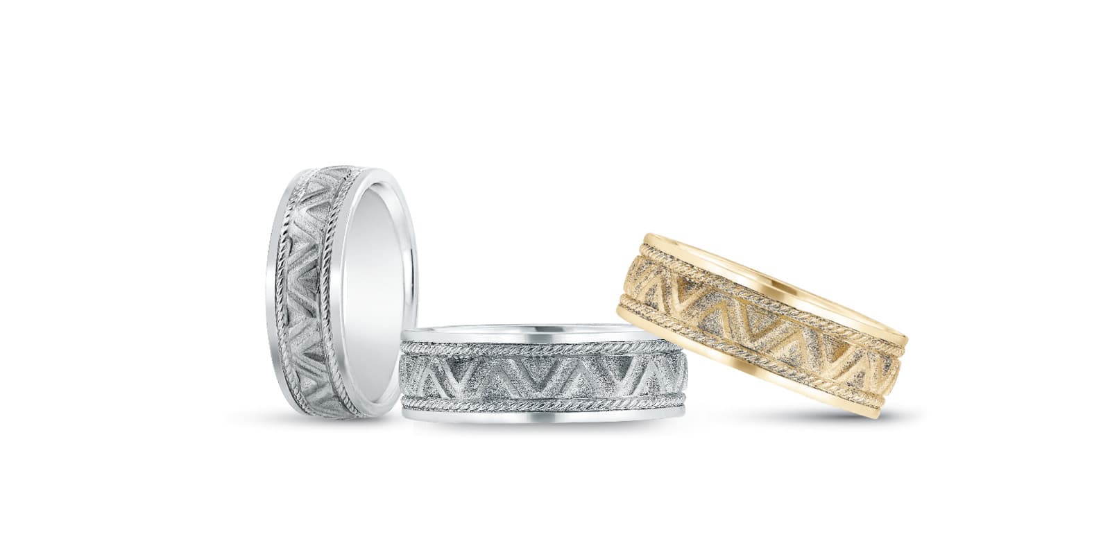Heavy Wt Mens Band — White Gold
