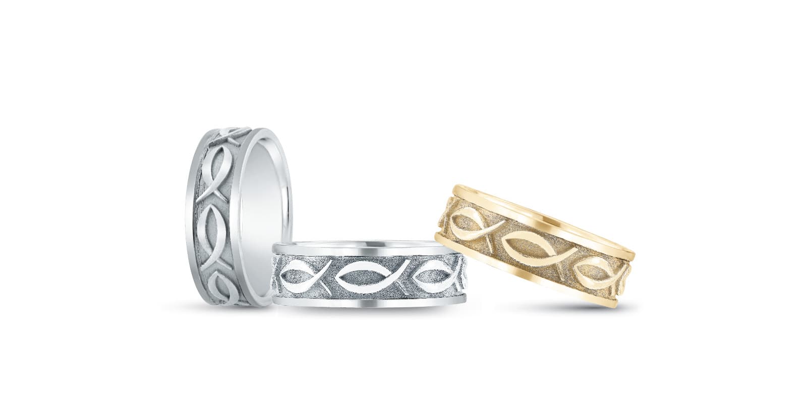 Heavy Wt Mens Band — White Gold