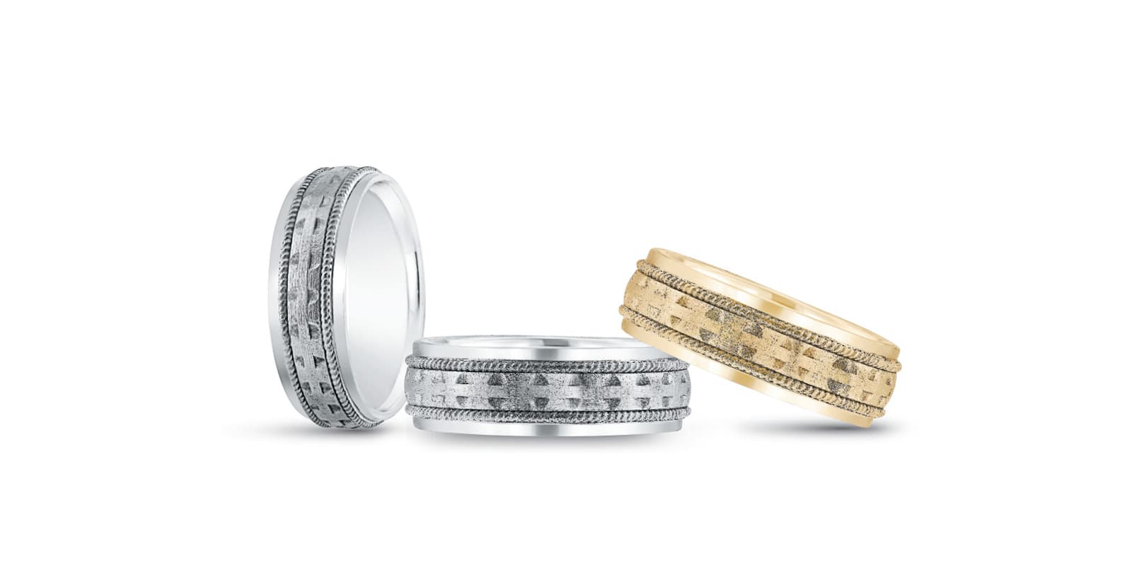 Heavy Wt Mens Band — White Gold