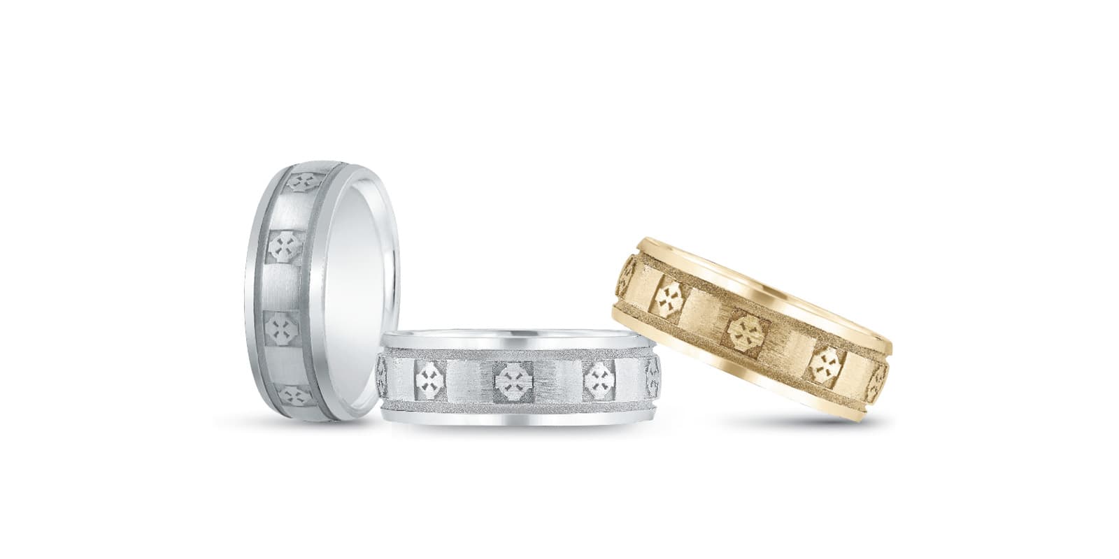 Heavy Wt Mens Band — White Gold
