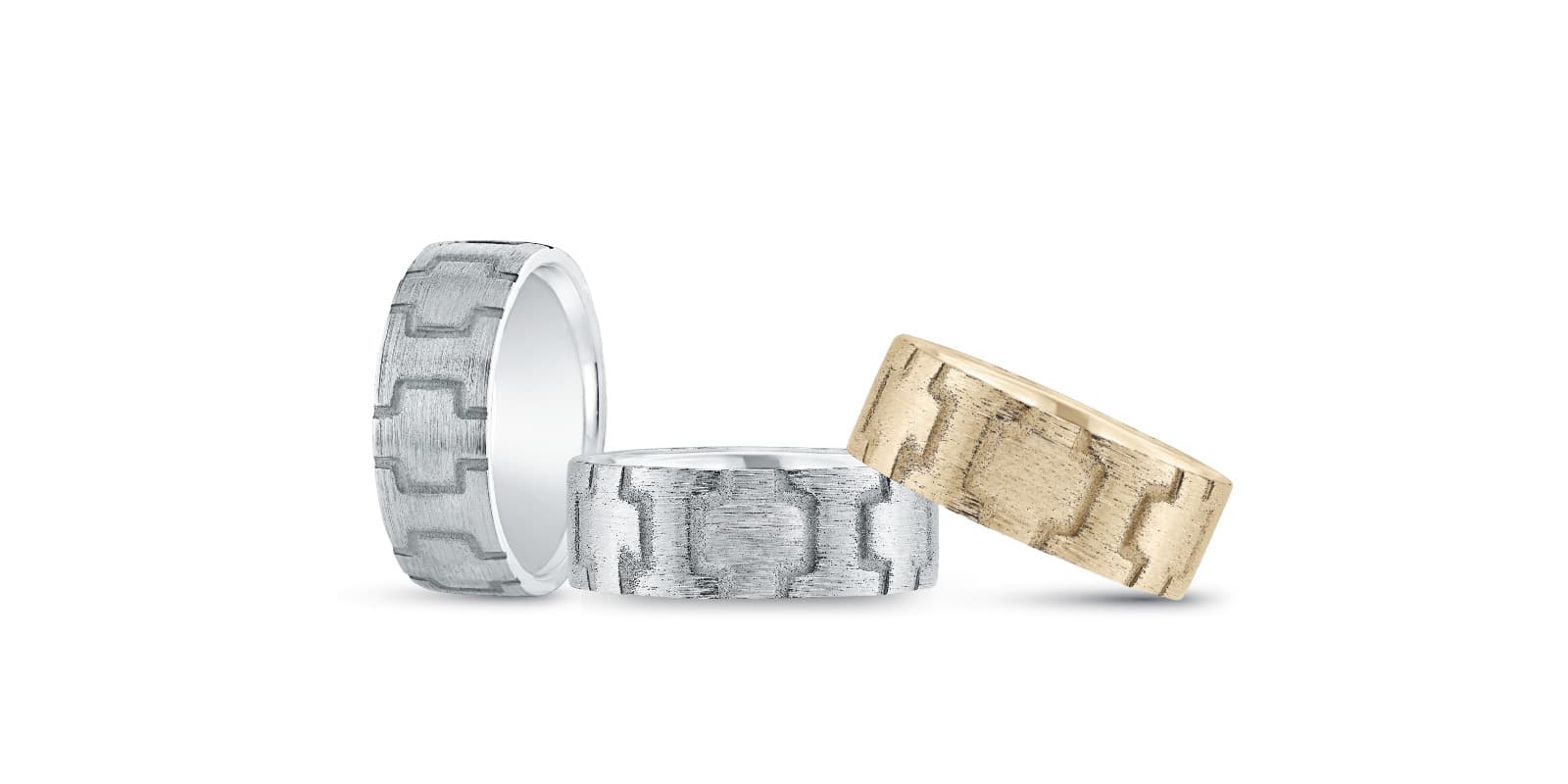 Heavy Wt Mens Band — White Gold