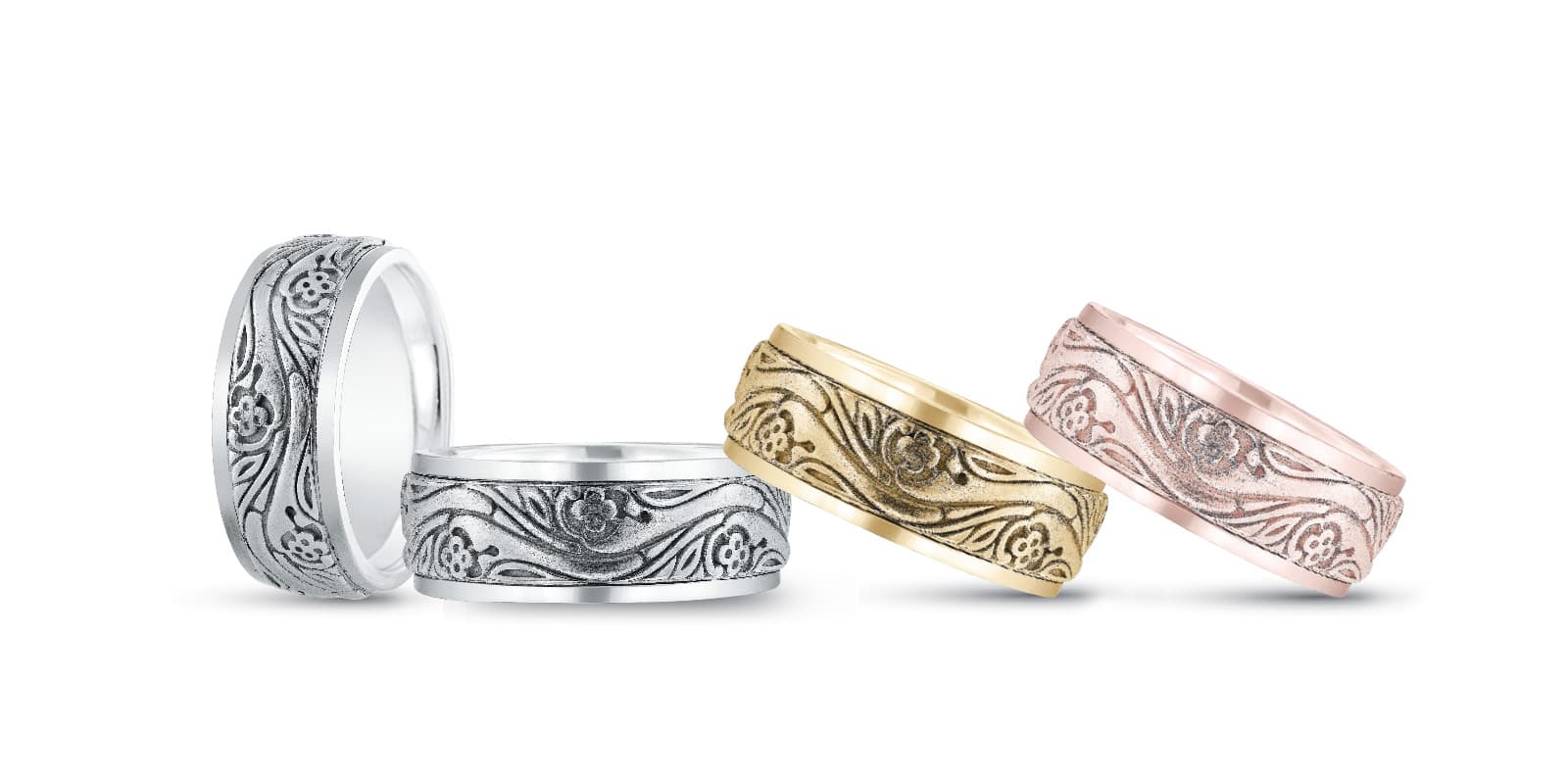 8Mm Heavy Wt Mens Band — White Gold