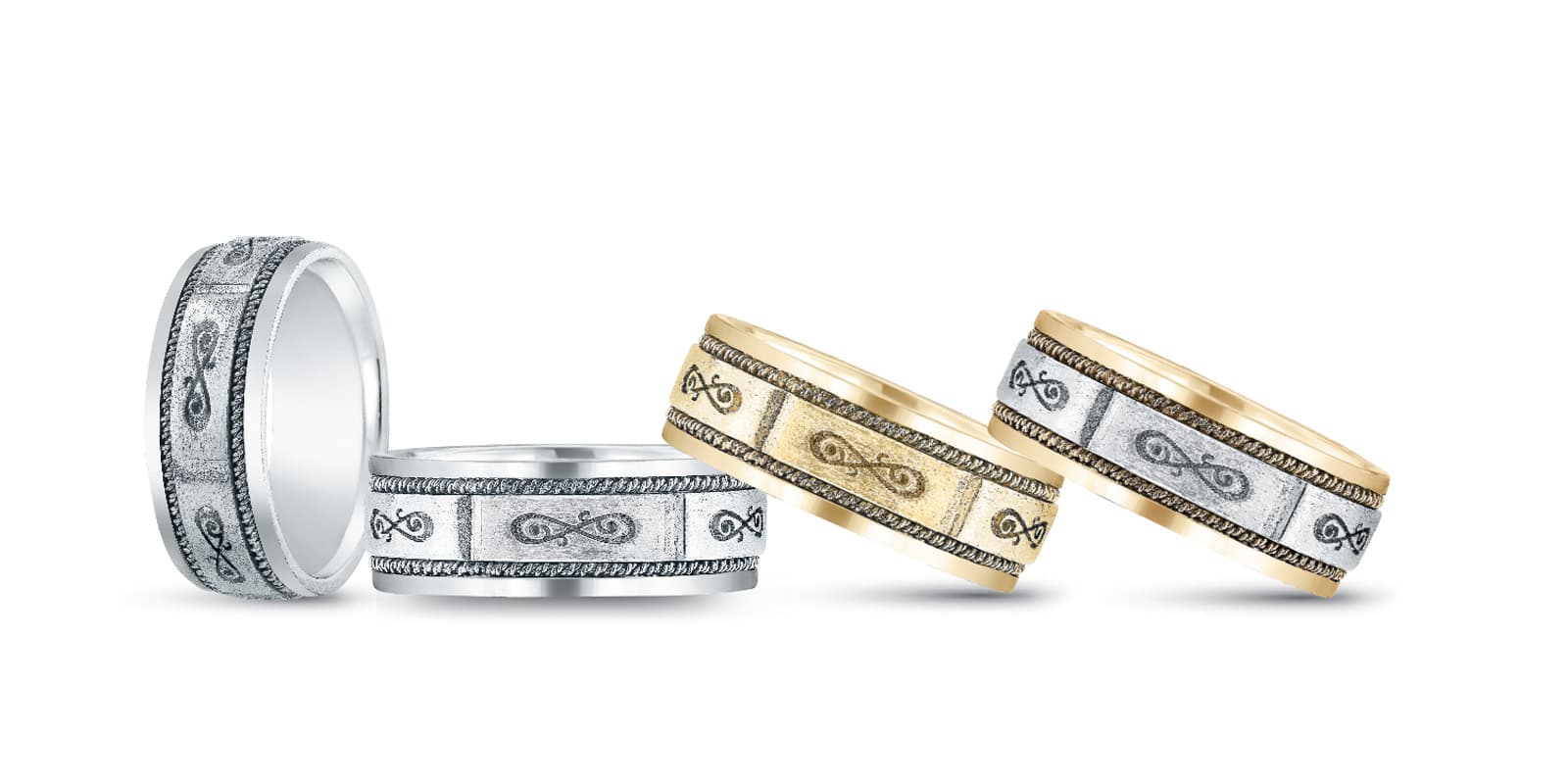 8Mm Heavy Wt Mens Band — TT — White Gold