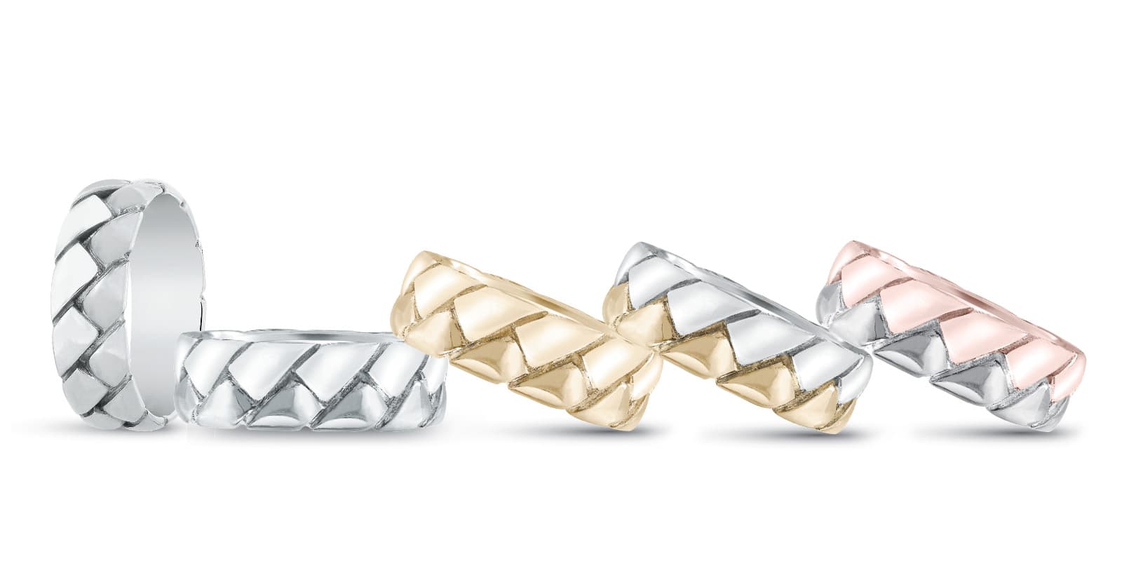 Heavy Wt Mens Band — White Gold