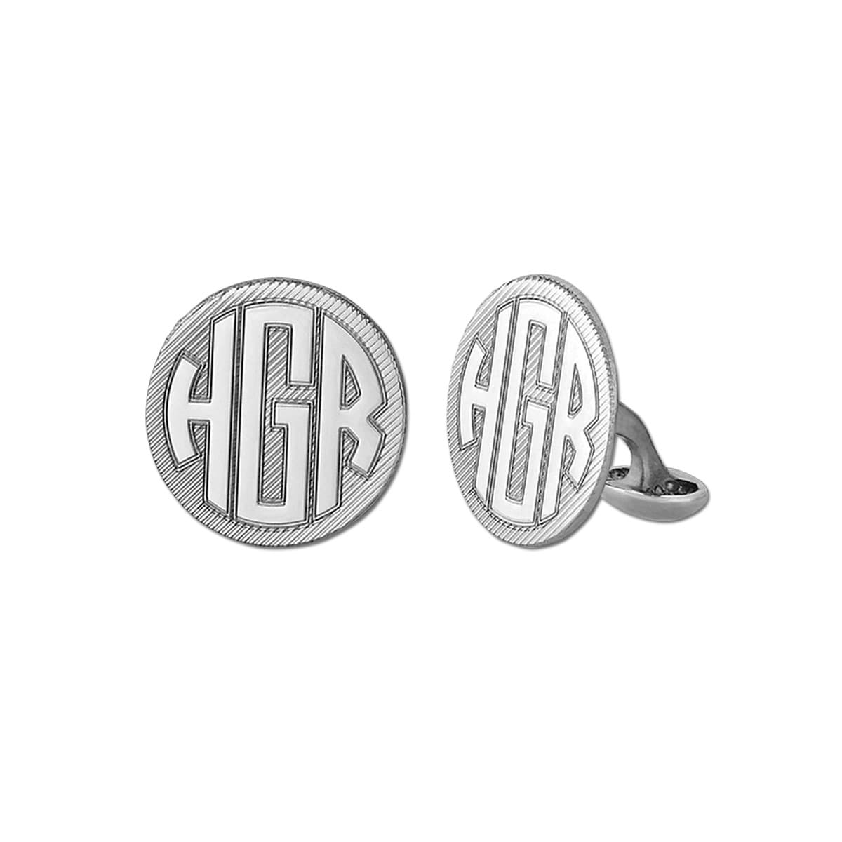 Monogram Cufflink — White Gold