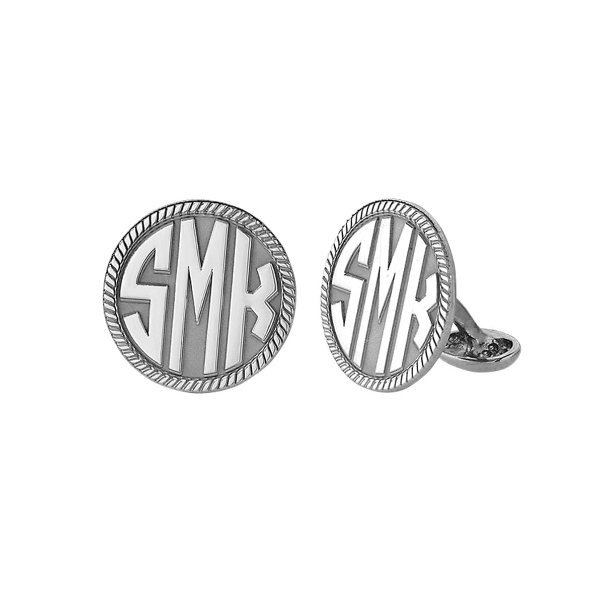 Monogram Cufflink — White Gold