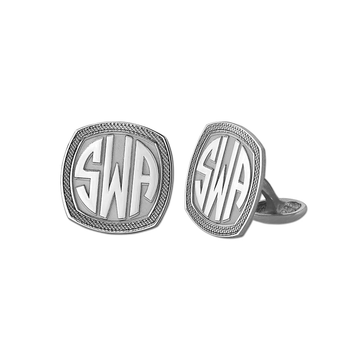 Monogram Cufflink — White Gold