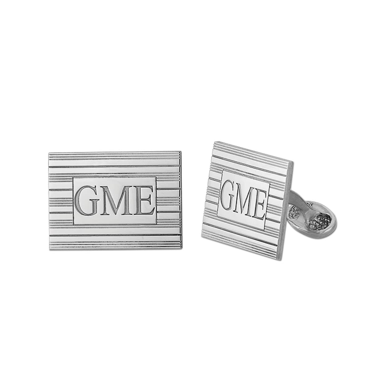 Monogram Cufflink — White Gold