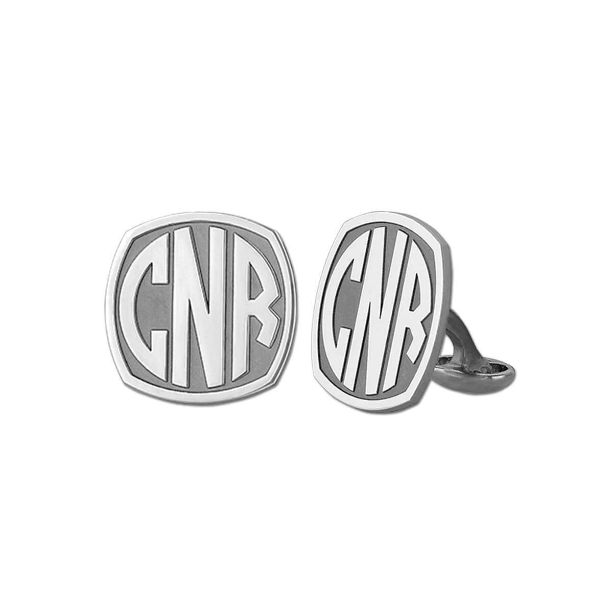 Monogram Cufflink — White Gold