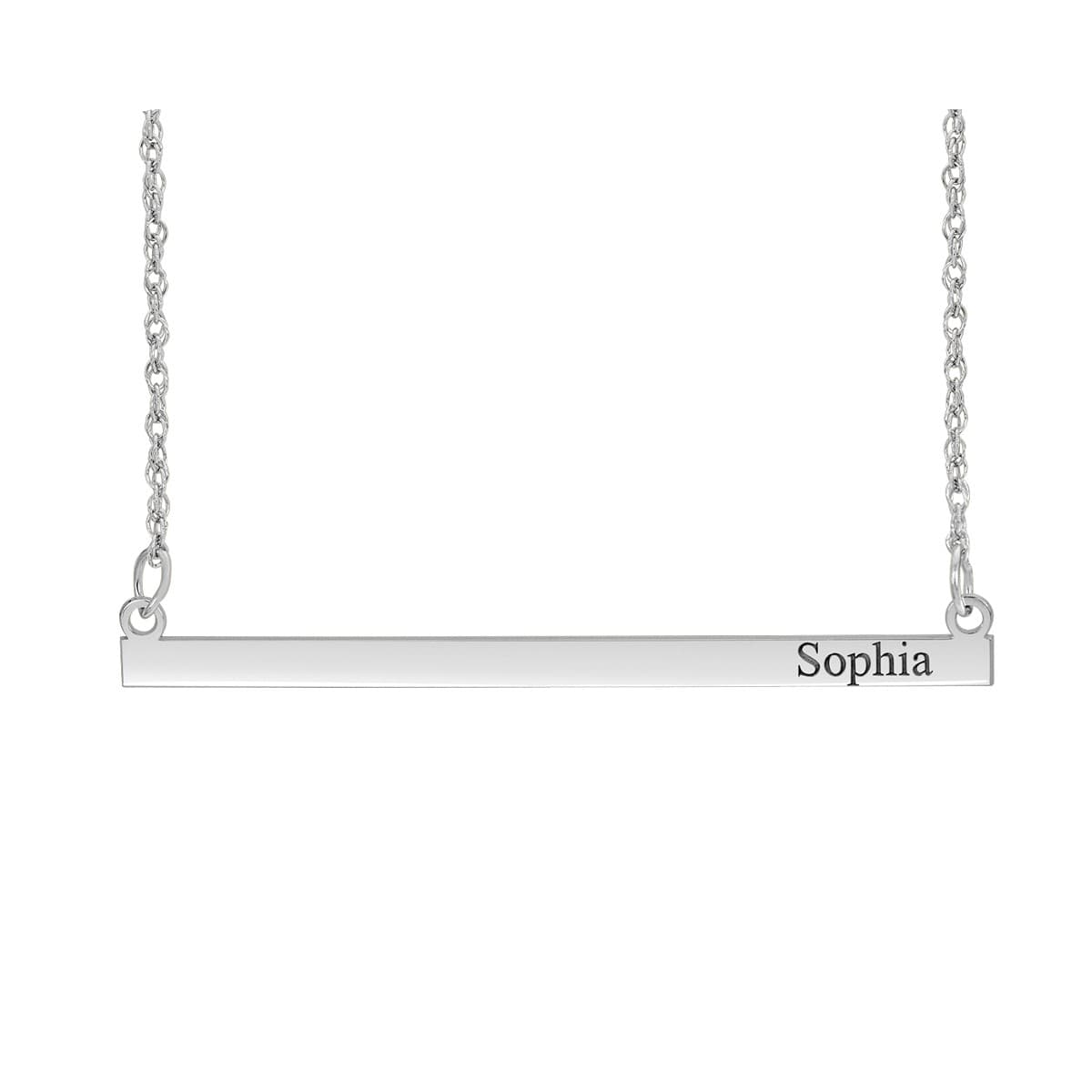 50 mm X 3 mm Bar Pendant-right — NAME RIGHT — White Gold