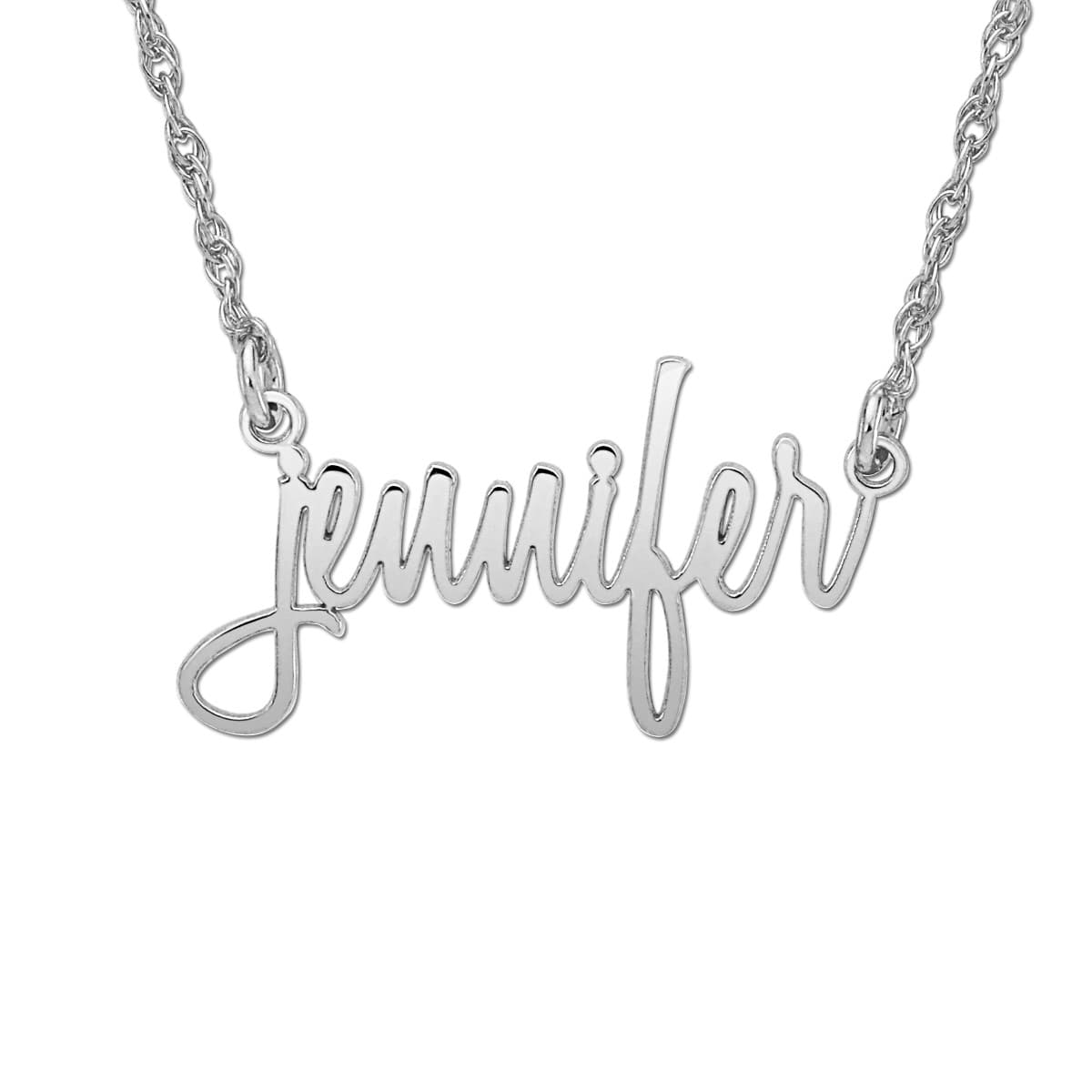 Monogramed Initial Name Pendant Necklace — White Gold