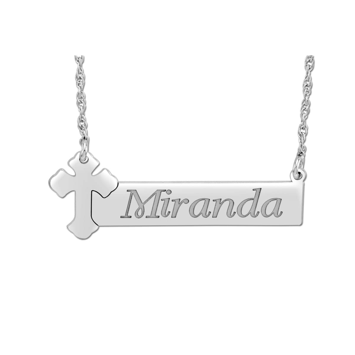 14K W 14 x 37mm Hi Polish Cros — White Gold