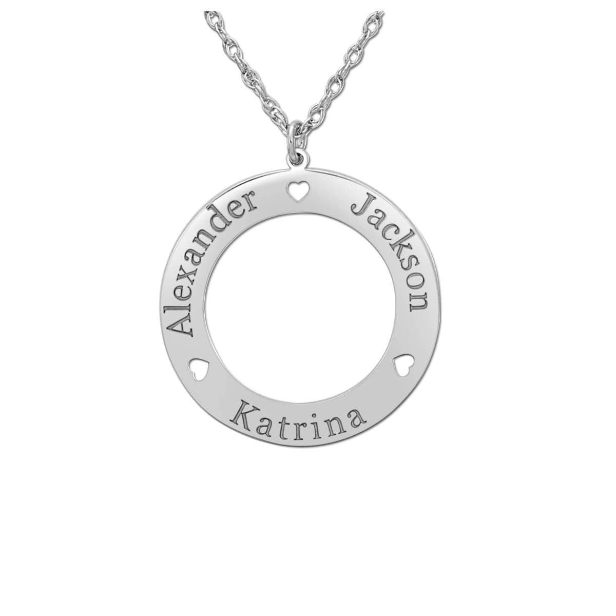Engravable Loop Pendant Necklace — White Gold