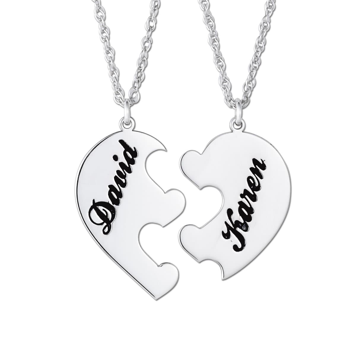 2-Piece Puzzle Heart Pendants — View 1