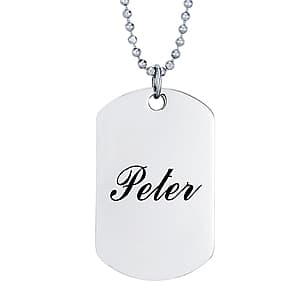 Script Dog Tag — White Gold