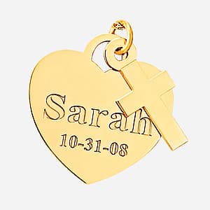 Engraved Heart With Cross — View 1