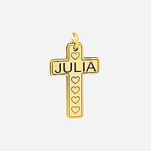 Engraved Name And Heart Cross — View 1
