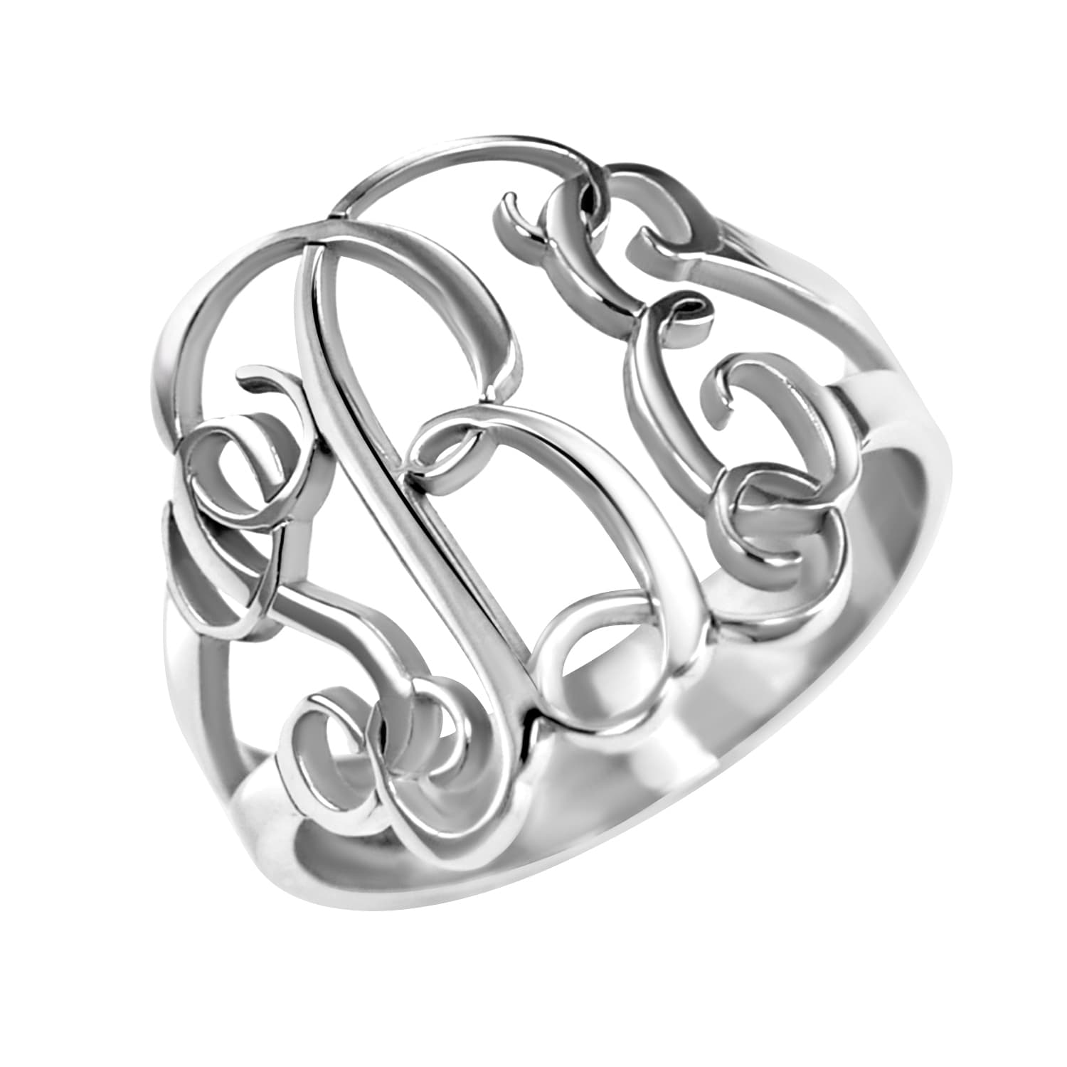 14K W 16mm Hi Polish Vine Mono — White Gold