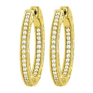 26 mm 3 Sided Inside Out Hoops — White Gold