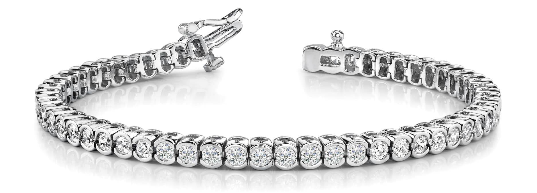 HALF BEZEL IN LINE TENNIS BRACELET — 2 ctw (1.9 mm) — White Gold