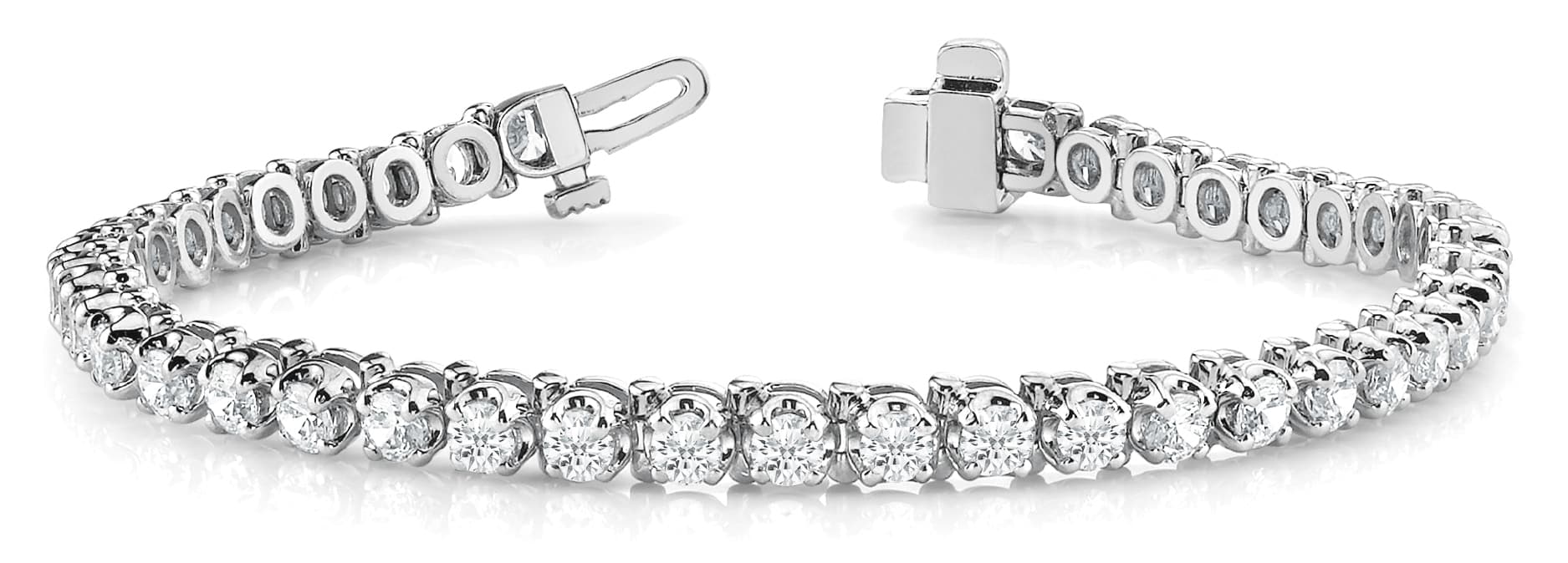 4 PR IN LINE TENNIS BRACELET — 2 ctw (1.925) (2.1 mm) — White Gold