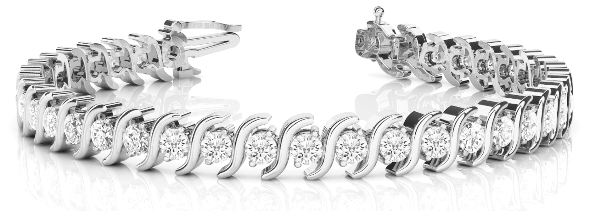 IN LINE S LINK BRACELET — 3 ctw (2.6 mm) — White Gold