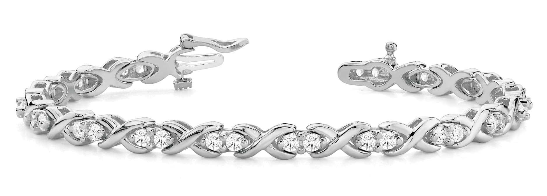 IN LINE XO 2 STONE BRACELET — 1.75 ctw (1.700) (2.4 mm) — White Gold