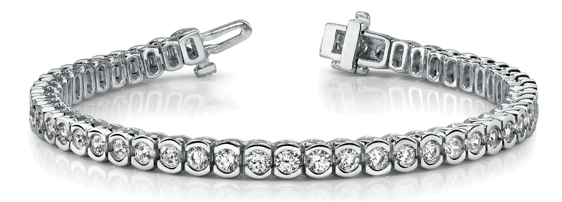 HALF BEZEL IN LINE TENNIS BRACELET — 2 ctw (2.0 mm) — White Gold