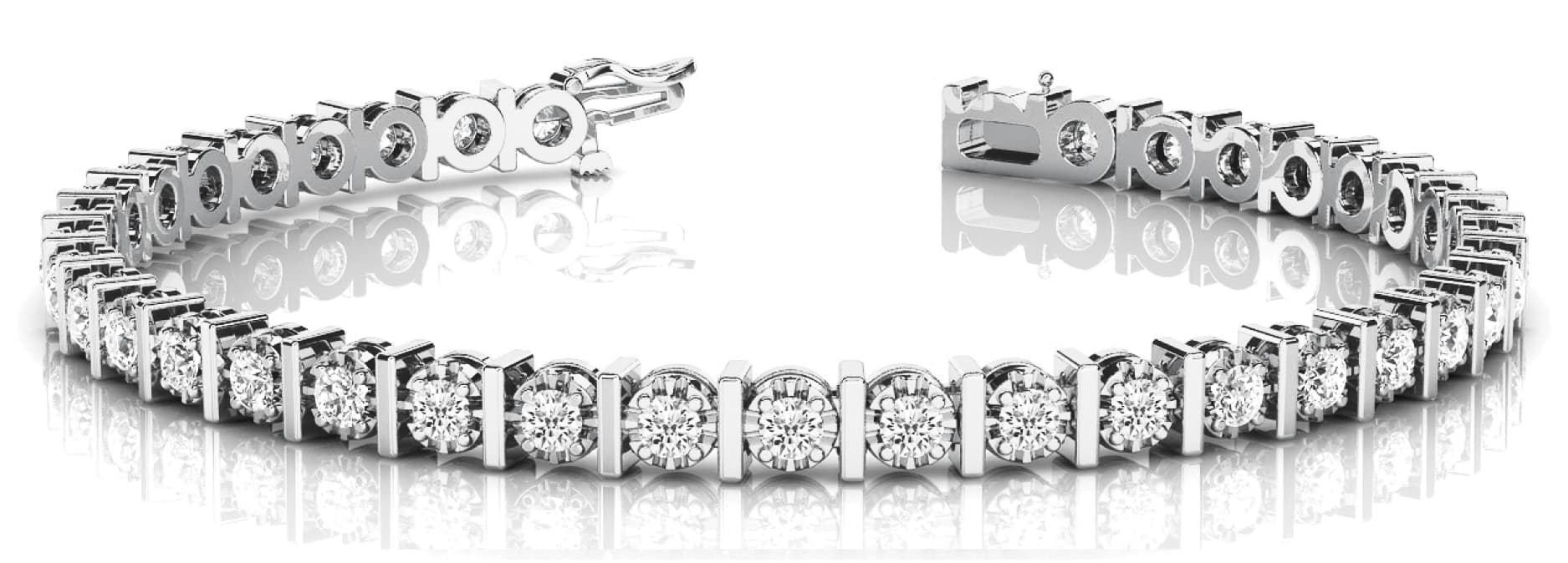 BAR/PRONG IN LINE BRACELET — 2 ctw (2.5 mm) — White Gold