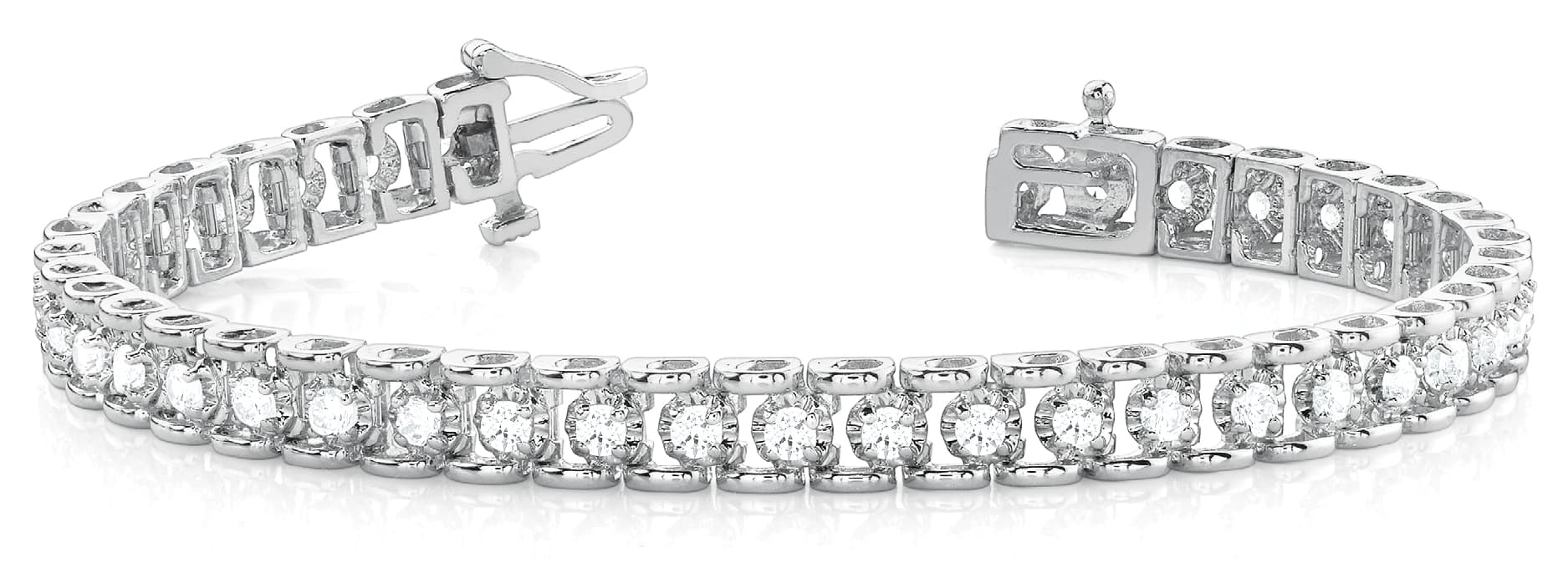 BAR/MIRACLE SETTING LINK BRACELET — .50 ctw (1.3 mm) — White Gold