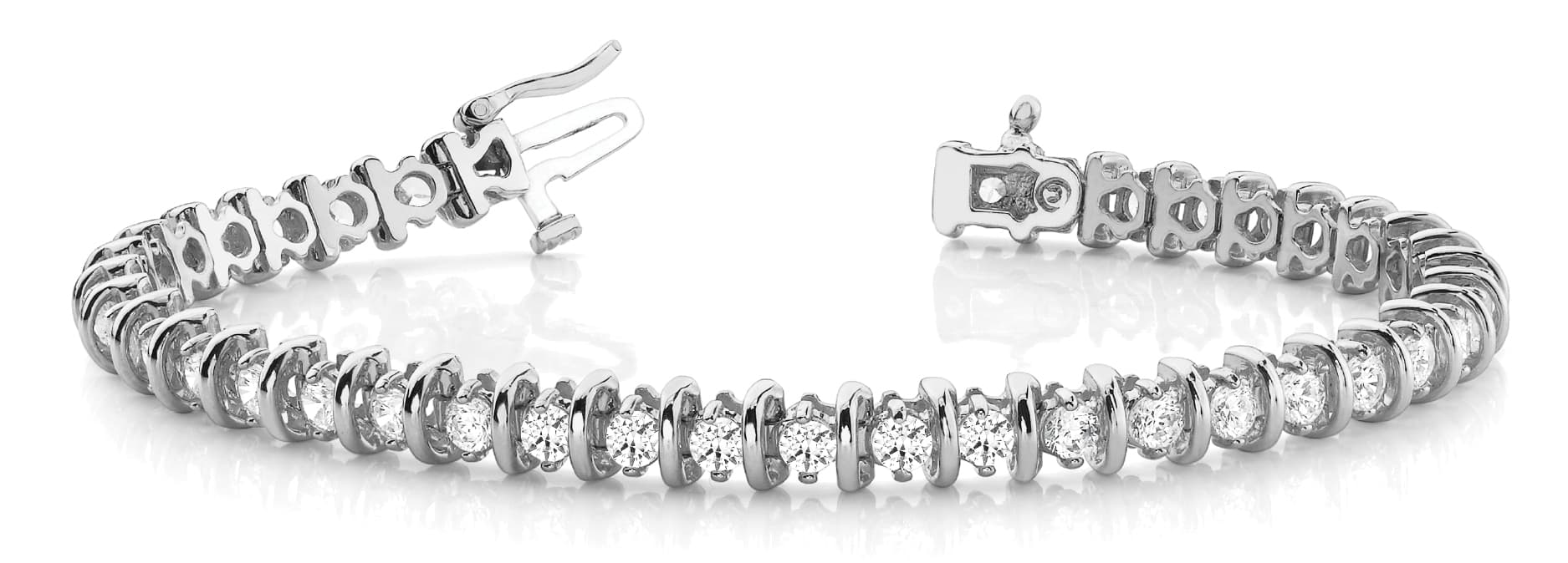 BAR/PRONG IN LINE BRACELET — 3 ctw (2.6 mm) — White Gold