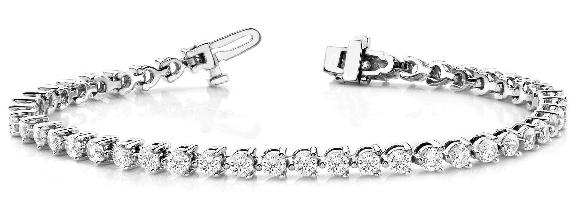 Three-Prong Tennis Bracelet — 9 ctw — White Gold