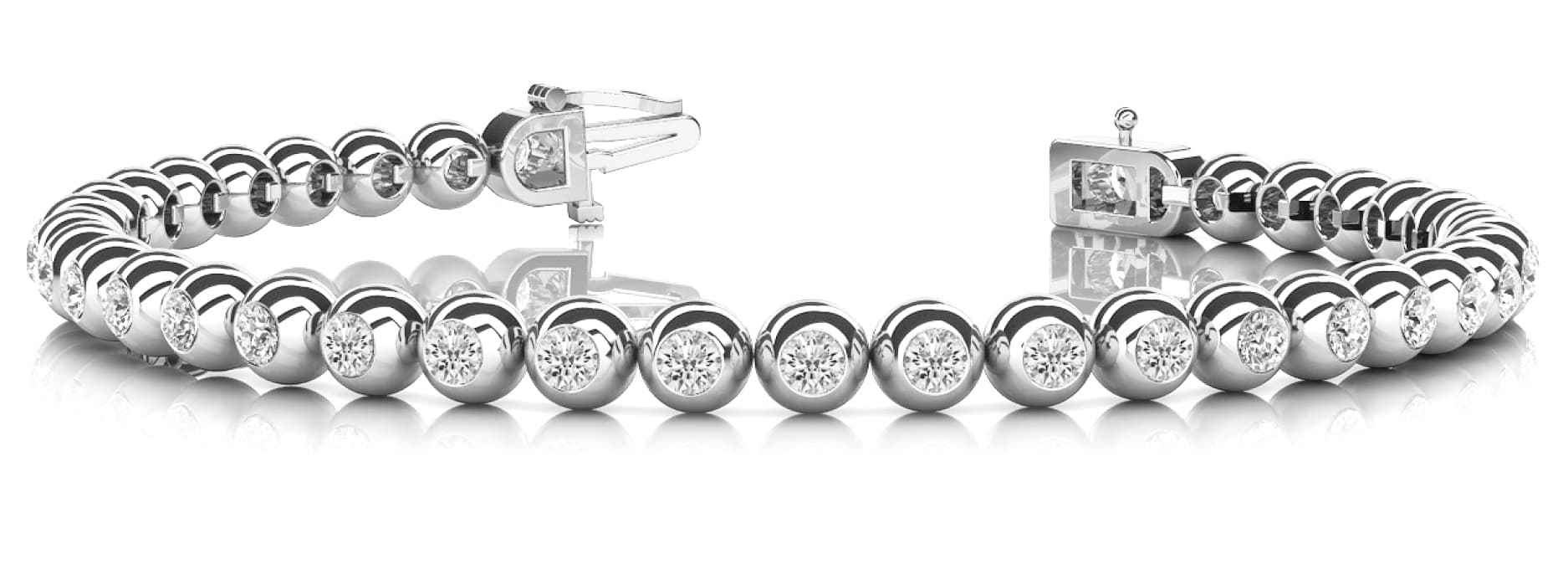 BEZ SET BALL LINK IN LINE BRACELET — 2 ctw (2.25 mm) — White Gold