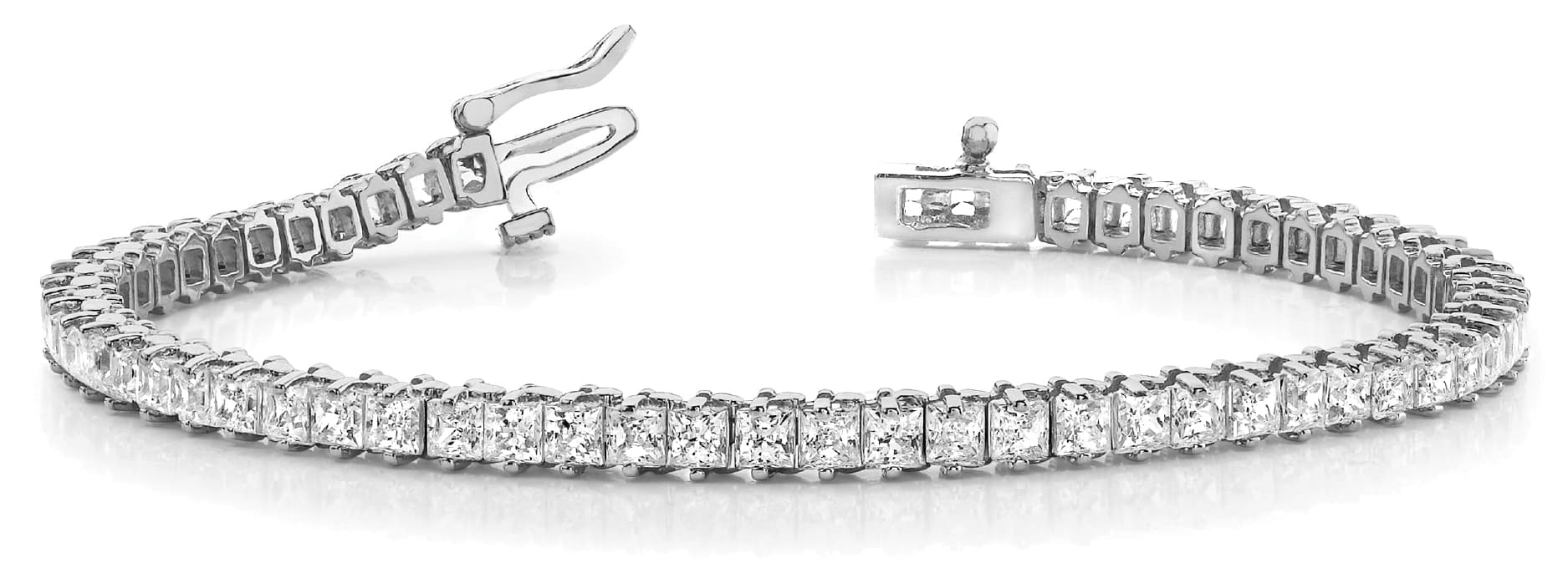 2 PRONG SQ TENNIS BRACELET — 9 ctw (3x3 SQ) — White Gold